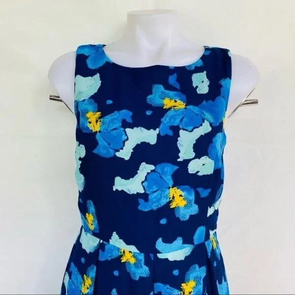 Charming Charlie Blue Floral A-Line Sleeveless Midi Dress Size S - Picture 3 of 11